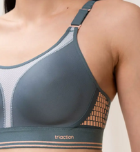 Load image into Gallery viewer, TRIUMPH &lt;BR&gt;
Unpadded Triaction Extreme Lite Sports Bra &lt;BR&gt;
White with peach trim &lt;BR&gt;
