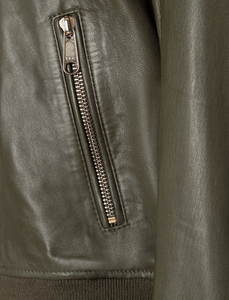 MORE AND MORE<BR>
Leather Jacket<BR>
Olive<BR>