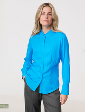 Load image into Gallery viewer, TAIFUN&lt;BR&gt;
Shirt Blouse with Subtle Shimmer&lt;BR&gt;
Turquoise&lt;BR&gt;
