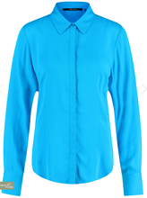 Load image into Gallery viewer, TAIFUN&lt;BR&gt;
Shirt Blouse with Subtle Shimmer&lt;BR&gt;
Turquoise&lt;BR&gt;
