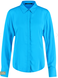 TAIFUN<BR>
Shirt Blouse with Subtle Shimmer<BR>
Turquoise<BR>