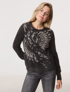 TAIFUN<BR>
Fluffy Jumper with a Jacquard Pattern<BR>
Black<BR>