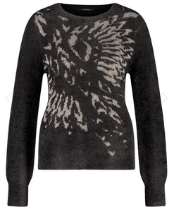 TAIFUN<BR>
Fluffy Jumper with a Jacquard Pattern<BR>
Black<BR>