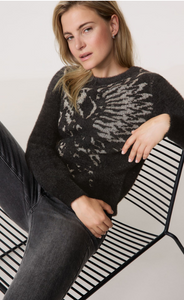 TAIFUN<BR>
Fluffy Jumper with a Jacquard Pattern<BR>
Black<BR>