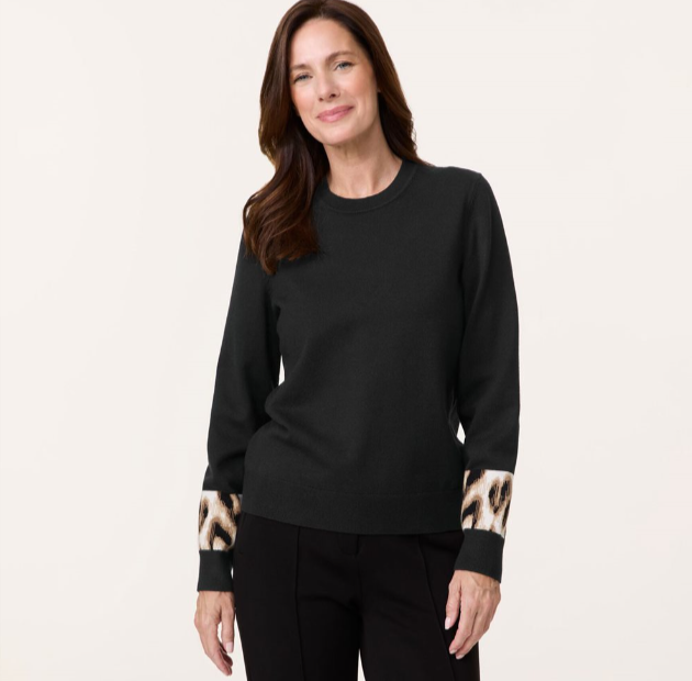 GERRY WEBER<BR>
Jumper with Animal Print<BR>
Black<BR>