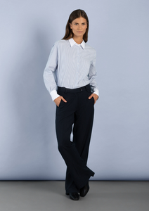 MORE AND MORE<BR>
Wide Pinstripe Trousers<BR>
Navy<BR>