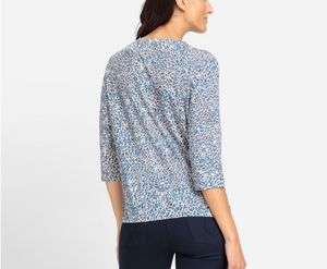 OLSEN<BR>
Leopard Print Top<BR>
Blue<BR>