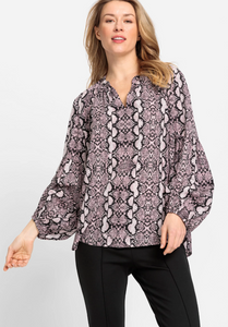 OLSEN<BR>
Long Sleeve Snake Print Blouse<BR>
Pink<BR