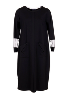 PERUZZI<BR>
Mesh Sleeve Dress<BR>
Navy<BR>