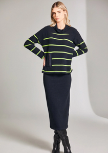 PERUZZI<BR>
Stripe Knit Jumper<BR>
Navy<BR>