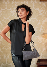 Load image into Gallery viewer, PERUZZI&lt;BR&gt;
Tie Satin Top&lt;BR&gt;
Black&lt;BR&gt;
