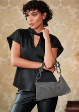 Load image into Gallery viewer, PERUZZI&lt;BR&gt;
Tie Satin Top&lt;BR&gt;
Black&lt;BR&gt;
