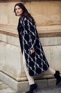 PERUZZI<BR>
Print Wool Coat<BR>
Black/Sand<BR>