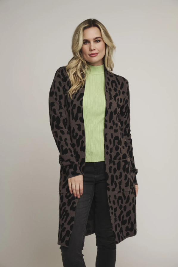 RINO AND PELLE<BR>
Annabel Long Knit Cardigan<BR>
Black Print<BR>