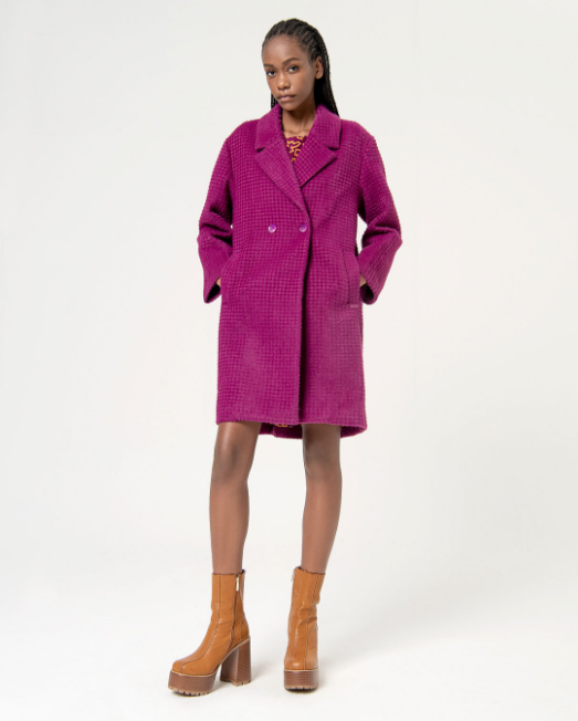 SURKANA<BR>
Smooth Lined Structured Coat<BR>
Purple<BR>