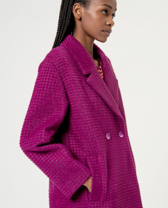 SURKANA<BR>
Smooth Lined Structured Coat<BR>
Purple<BR>