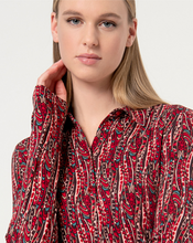 Load image into Gallery viewer, SURKANA&lt;BR&gt;
Printed Long Sleeve Fitted Shirt&lt;BR&gt;
Maroon&lt;BR&gt;
