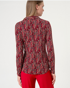 SURKANA<BR>
Printed Long Sleeve Fitted Shirt<BR>
Maroon<BR>