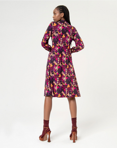 SURKANA<BR>
Flared Shirt Dress<BR>
Purple<BR>