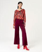 Load image into Gallery viewer, SURKANA&lt;BR&gt;
High Waist Straight Cropped Trousers&lt;BR&gt;
Maroon/Purple&lt;BR&gt;
