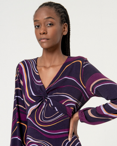 SURKANA<BR>
V-Neck Dress<BR>
Purple<BR>