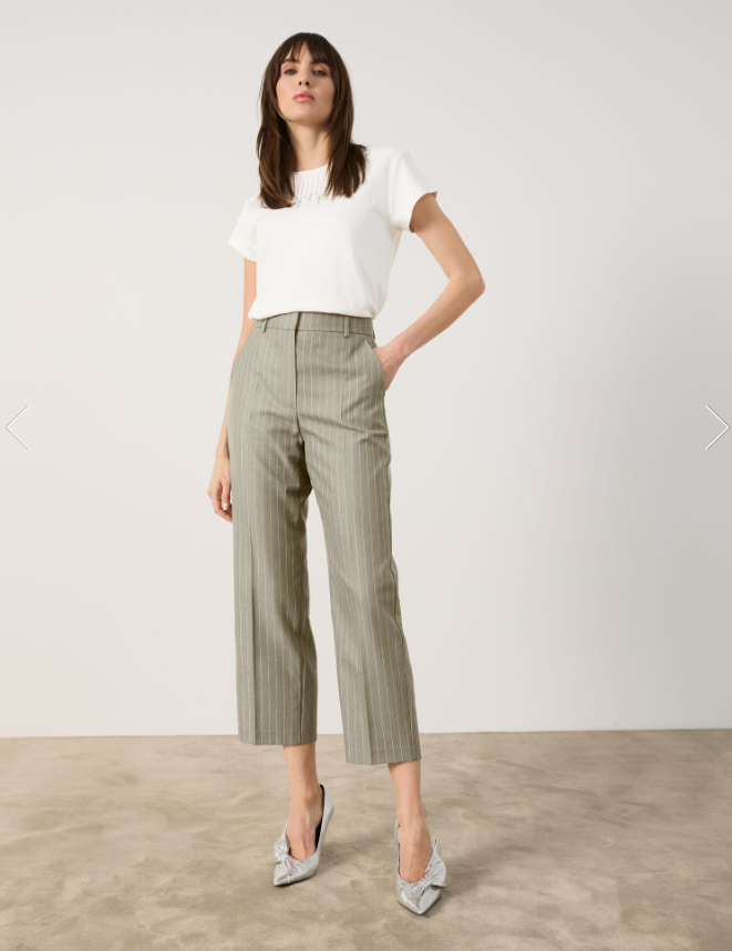 TAIFUN<BR>
Fine 7/8 Length PinStripe Trousers<BR>
Sage<BR>