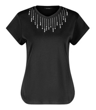 Load image into Gallery viewer, TAIFUN&lt;BR&gt;
T-Shirt with Appliqued Rhinestone&lt;BR&gt;
Black&lt;BR&gt;
