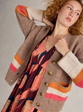 Load image into Gallery viewer, WHITE STUFF&lt;BR&gt;
Judi Striped Cardigan&lt;BR&gt;
Natural&lt;BR&gt;
