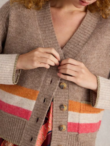 WHITE STUFF<BR>
Judi Striped Cardigan<BR>
Natural<BR>