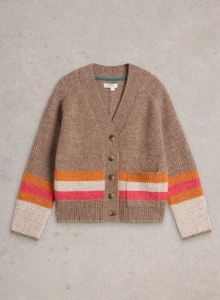 WHITE STUFF<BR>
Judi Striped Cardigan<BR>
Natural<BR>