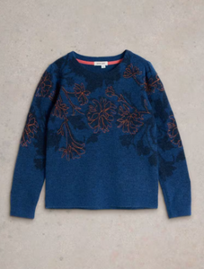 WHITE STUFF<BR>
Julie Embroider Jumper<BR>
Blue<BR>