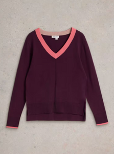 WHITE STUFF<BR>
Maggi Knit Jumper<BR>
Plum<BR>