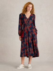 WHITE STUFF<BR>
Megan Jersey Dress<BR>
Plum, Print<BR>