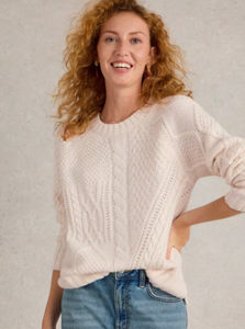 WHITE STUFF<BR>
Patchwork Jumper<BR>
Cream<BR>