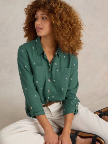 WHITE STUFF<BR>
Sophie Shirt<BR>
Green<BR>