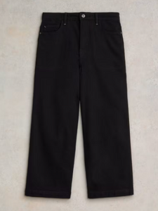 WHITE STUFF<BR>
Tia Wide Crop Jeans<BR>
Black<BR>