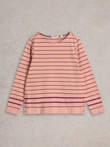 WHITE STUFF<BR>
Willow Stripe Top<BR>
White/Pink Multi<BR>