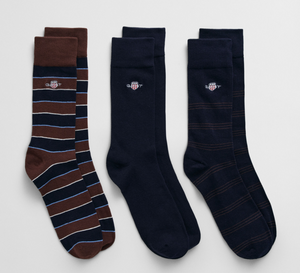 GANT<BR>
3 Pack Shield Stripe Socks<BR>