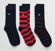 Load image into Gallery viewer, GANT&lt;BR&gt;
3 Pack Shield Stripe Socks&lt;BR&gt;
