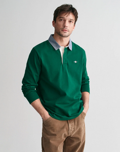 GANT<BR>
Stripe Rugger Jumper<BR>
Forest<BR>