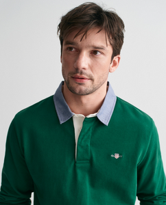 GANT<BR>
Stripe Rugger Jumper<BR>
Forest<BR>