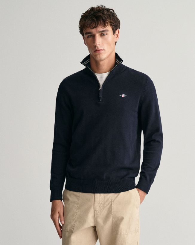 GANT<BR>
Half Zip Sweater<BR>
Navy, Berry & Purple available <BR>