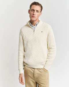 GANT<BR>
Textured Half Zip<BR>
Cream<BR>