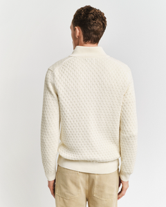 GANT<BR>
Textured Half Zip<BR>
Cream<BR>