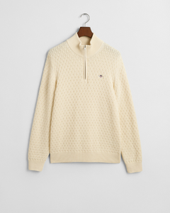 GANT<BR>
Textured Half Zip<BR>
Cream<BR>