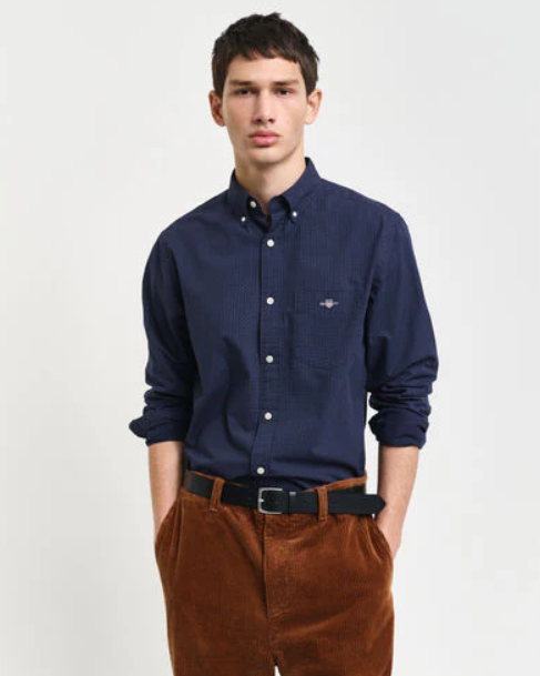 GANT<BR>
Slim Micro Print Shirt<BR>
Navy<BR>