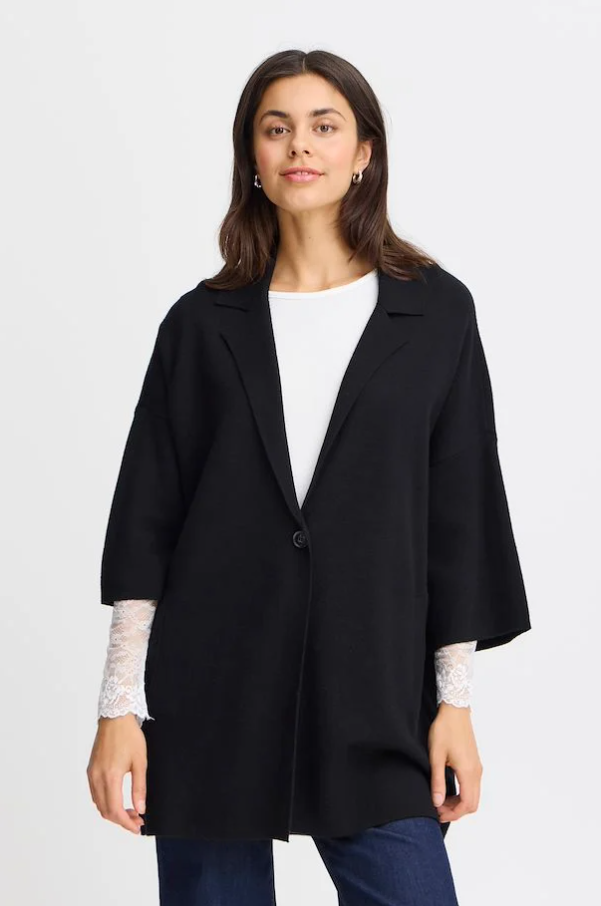 FRANSA<BR>
Sally Cardigan<BR>
Black<BR>