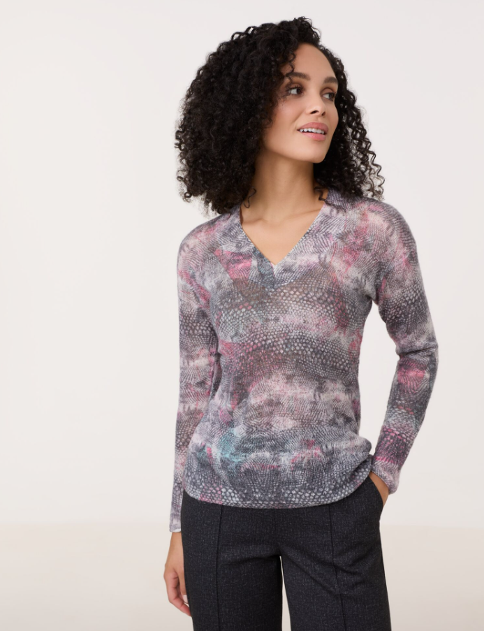 GERRY WEBER<BR>
Knit Jumper with All Over Patterns<BR>
Multi<BR>