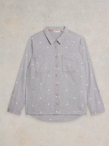 WHITE STUFF <BR>
Sophie Organic Cotton Shirt <BR>
Teal, Ivory, Green, Grey<BR>