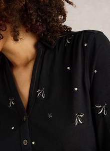 WHITE STUFF<BR>
Annie Embroidered Shirt<BR>
Black<BR>